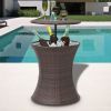 Ice Cooler Bucket Table 19.6"x23.6" Brown Poly Rattan
