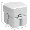 Outsunny Portable Toilet for Adults 5.3 Gallon, Porta Potty with Level Indicator, T-Type Water Outlets and Anti-Leak Handle Pump for Camping, Boating,