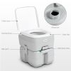 Outsunny Portable Toilet for Adults 5.3 Gallon, Porta Potty with Level Indicator, T-Type Water Outlets and Anti-Leak Handle Pump for Camping, Boating,