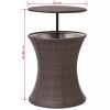 Ice Cooler Bucket Table 19.6"x23.6" Brown Poly Rattan