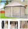 10*12 FT Softtop Metal Gazebo with Mosquito Net&Sunshade Curtains,Sturdy Heavy Duty Double Roof Canopy,Galvanized Steel Design Outdoor Tent,Suitable f