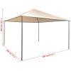 Gazebo Pavilion Tent Canopy 157.5"x157.5" Steel Beige