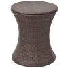 Ice Cooler Bucket Table 19.6"x23.6" Brown Poly Rattan
