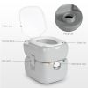 Outsunny Portable Toilet for Adults 5.8 Gallon, Porta Potty with Level Indicator, T-Type Water Outlets and Anti-Leak Handle Pump for Camping, Boating,