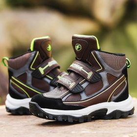 BONA 2022 New Designers Winter Snow Warm Boots Children Plush High Top Hiking Shoes Boys Sneaker Rubber Anti-Slip Footwear Girls (Color: Dweep blue S gray, size: 3)