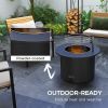Outsunny 2-in-1 Smokeless Fire Pit, BBQ Grill, 25" Portable Wood Burning Firepit with Cooking Grate, Ash Tray & Poker, Low Smoke Camping Bonfire Stove