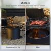 Outsunny 2-in-1 Smokeless Fire Pit, BBQ Grill, 25" Portable Wood Burning Firepit with Cooking Grate, Ash Tray & Poker, Low Smoke Camping Bonfire Stove